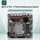 New Q670 4x Intel 2.5G Ethernet port 6-bay NAS motherboard for Intel 12/13/14 generation CPU | 3x M.2 NVMe | 8x SATA3.0 | HDMI+DP 4K@60Hz vPro Enterprise-class Commercial NAS