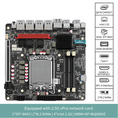 New Q670 4x Intel 2.5G Ethernet port 6-bay NAS motherboard for Intel 12/13/14 generation CPU | 3x M.2 NVMe | 8x SATA3.0 | HDMI+DP 4K@60Hz vPro Enterprise-class Commercial NAS
