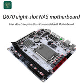 Q670-8Bay NAS Mini ITX Motherboard Upgraded Version,LGA1700 Supports intell12-14 Gen Processors,DDR5,Dual 4k Displays,5X USB3/2,8 SATA3.0 Ports, I226LM 2.5G with vPro