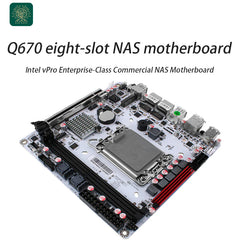 Q670-8Bay NAS Mini ITX Motherboard Upgraded Version,LGA1700 Supports intell12-14 Gen Processors,DDR5,Dual 4k Displays,5X USB3/2,8 SATA3.0 Ports, I226LM 2.5G with vPro