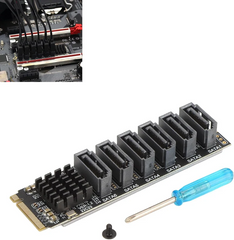 M.2 to SATA3.0 Adapter Card,6Gbps High Speed M.2 M EKY PCIE3.0 to SATA Adapter Card, ASM1166 6Gbps Ph516 6 Port Expansion Interface Card with Smart Indicator for OS X, for Windows, for Linux