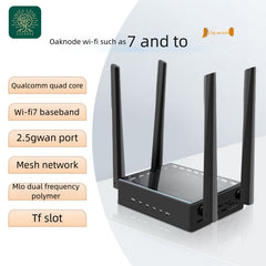 Oak Network/Router/Firewall/Qualcomm Quad-core /Wi-Fi7 Baseband /2.5GWAN port /TF slot /Mesh Networking /MLO dual-band/Easy aggregation to reach 2000 megabits