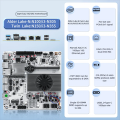 eight-slot 10G NAS motherboard N150/N305/N355 / dual 2.5G network card + 10G 10G port / single DDR5 + dual NVME NAS motherboard
