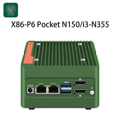 X86-P6 Pocket NAS Board PC Intel i3-N355 N150 2xi226-V 2.5G DDR5 4800MHz 4xM.2 NVMe Firewall Router Mini PC Case 2xUSB3.2 2xHD