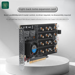 oaknode 8-Drive NVMe SSD to PCIe 4.0 X 16 Adapter Card with Active Cooling