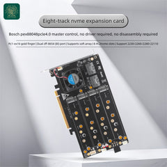 oaknode 8-Drive NVMe SSD to PCIe 4.0 X 16 Adapter Card with Active Cooling