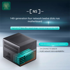 Oak Networks N12-Q670-MATX Black Aluminium 12-bay NAS Private Cloud TX Power Supply