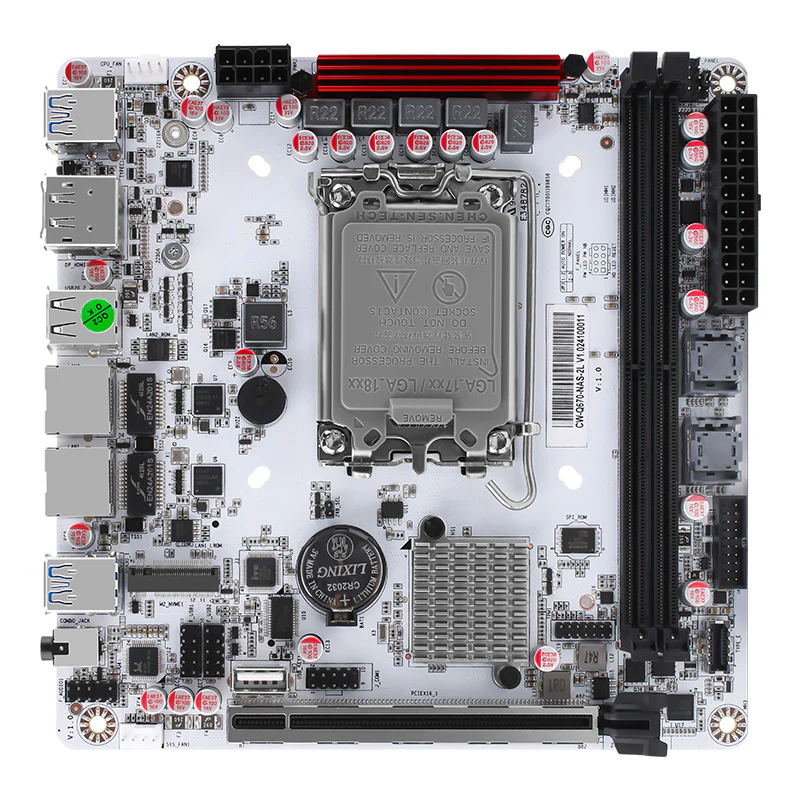 Q670-8Bay NAS Mini ITX Motherboard Upgraded Version,LGA1700 Supports intell12-14 Gen Processors,DDR5,Dual 4k Displays,5X USB3/2,8 SATA3.0 Ports, I226LM 2.5G with vPro