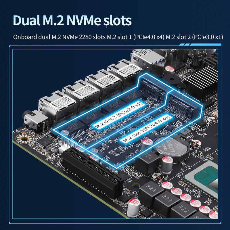 12th/13th generation Core 8505 NAS/i5-12450H motherboard/4x2.5G/6 SATA3.0/6x M.2 NVMe/dual SFF-8643