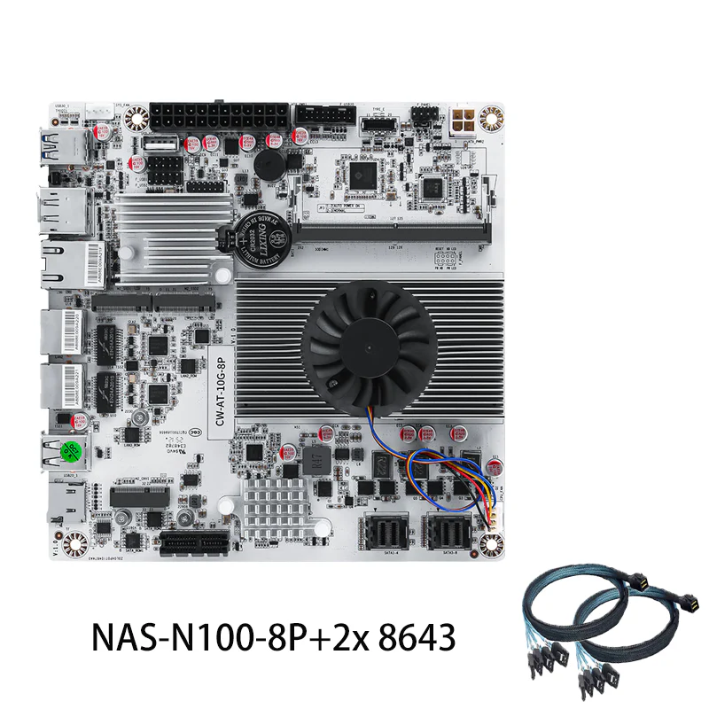 eight-slot 10G NAS motherboard N150/N305/N355 / dual 2.5G network card + 10G 10G port / single DDR5 + dual NVME NAS motherboard