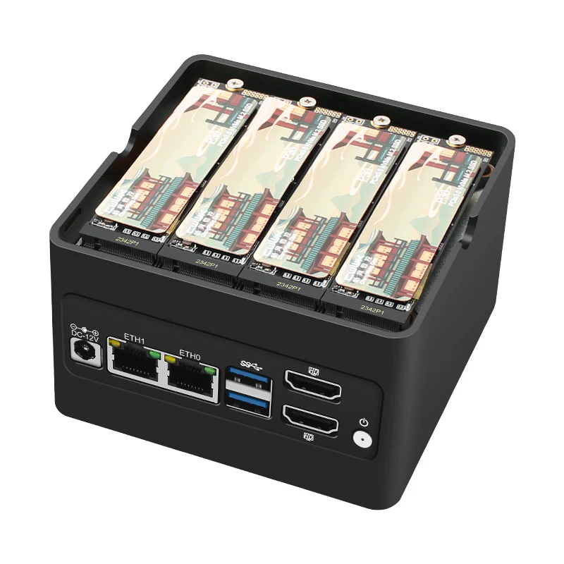 X86-P6 Pocket NAS Board PC Intel i3-N355 N150 2xi226-V 2.5G DDR5 4800MHz 4xM.2 NVMe Firewall Router Mini PC Case 2xUSB3.2 2xHD